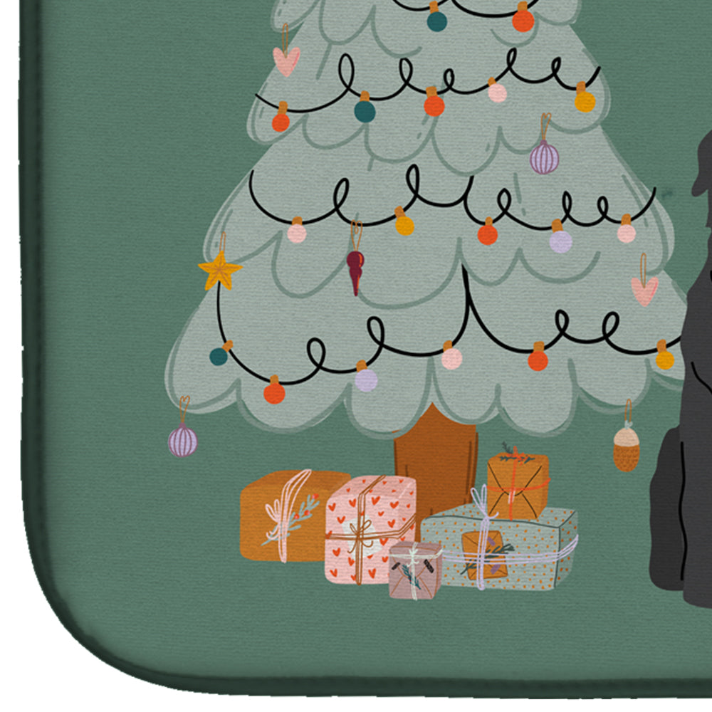 Black Russian Terrier Christmas Everyone Dish Drying Mat Absorbent Dish Drying Mat Pad for Kitchen Counter Dish Drainer Mat for Countertop, 14 x 21", Multicolor