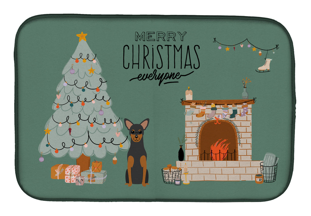 Manchester Terrier Christmas Everyone Dish Drying Mat Absorbent Dish Drying Mat Pad for Kitchen Counter Dish Drainer Mat for Countertop, 14 x 21", Multicolor