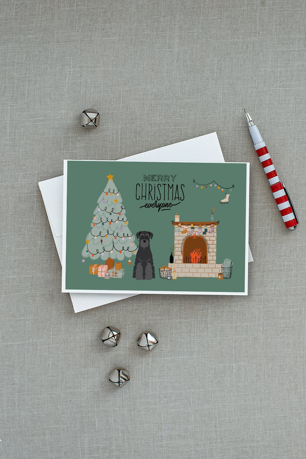 Black Standard Schnauzer Christmas Everyone Greeting Cards Pack of 8 Blank Cards with Envelopes Whimsical A7 Size 5x7