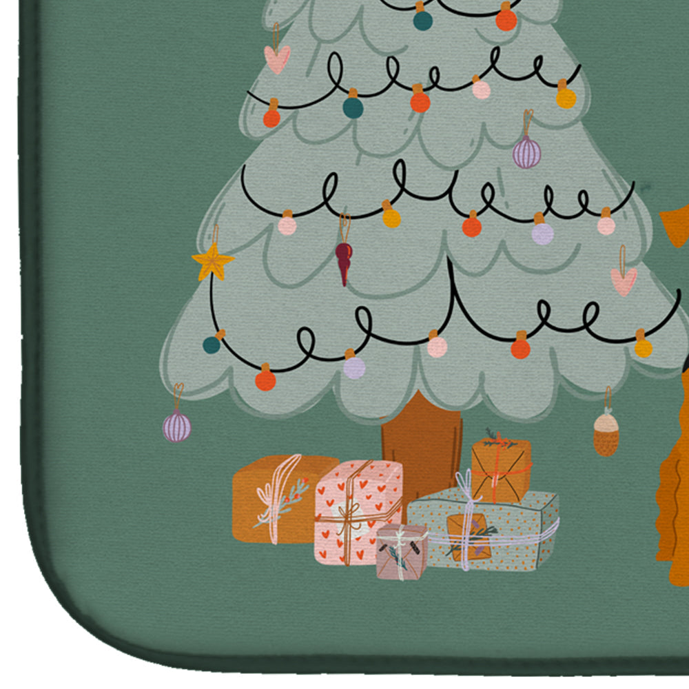 Airedale Christmas Everyone Dish Drying Mat Absorbent Dish Drying Mat Pad for Kitchen Counter Dish Drainer Mat for Countertop, 14 x 21", Multicolor