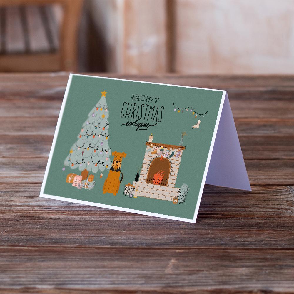 Airedale Christmas Everyone Greeting Cards Pack of 8 Blank Cards with Envelopes Whimsical A7 Size 5x7