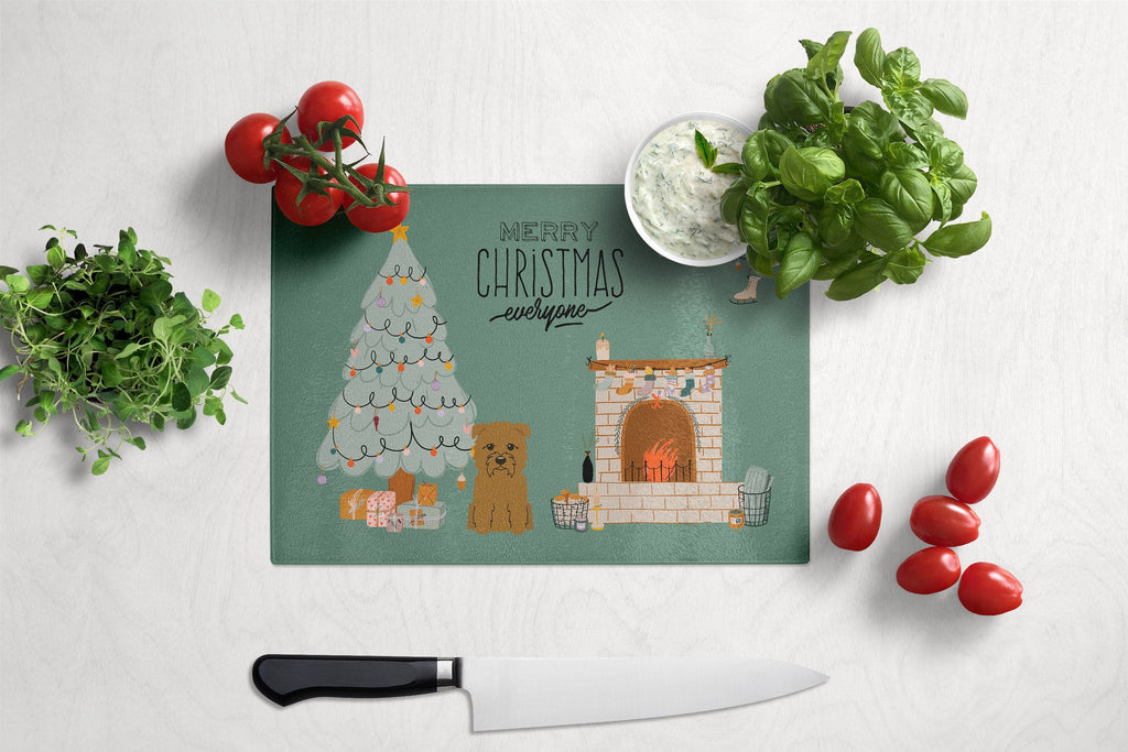 Tan Glen of Imal Christmas Everyone Cutting Board Tempered Glass Kitchen Cutting Surface, Heat Resistant Chopping, Non-Slip Feet, Food Prep & Serving