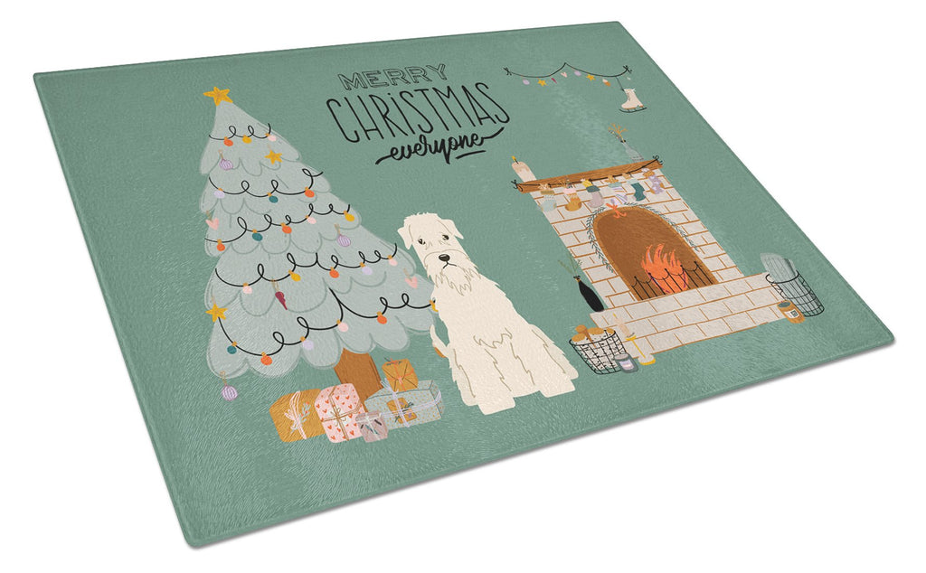 Soft Coated Wheaten Terrier Christmas Everyone Cutting Board Tempered Glass Kitchen Cutting Surface, Heat Resistant Chopping, Non-Slip Feet, Food Prep & Serving