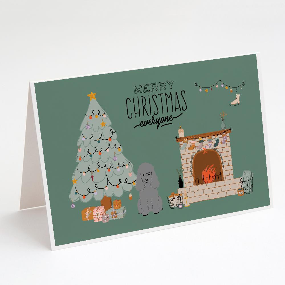 Silver Poodle Christmas Everyone Greeting Cards Pack of 8 Blank Cards with Envelopes Whimsical A7 Size 5x7