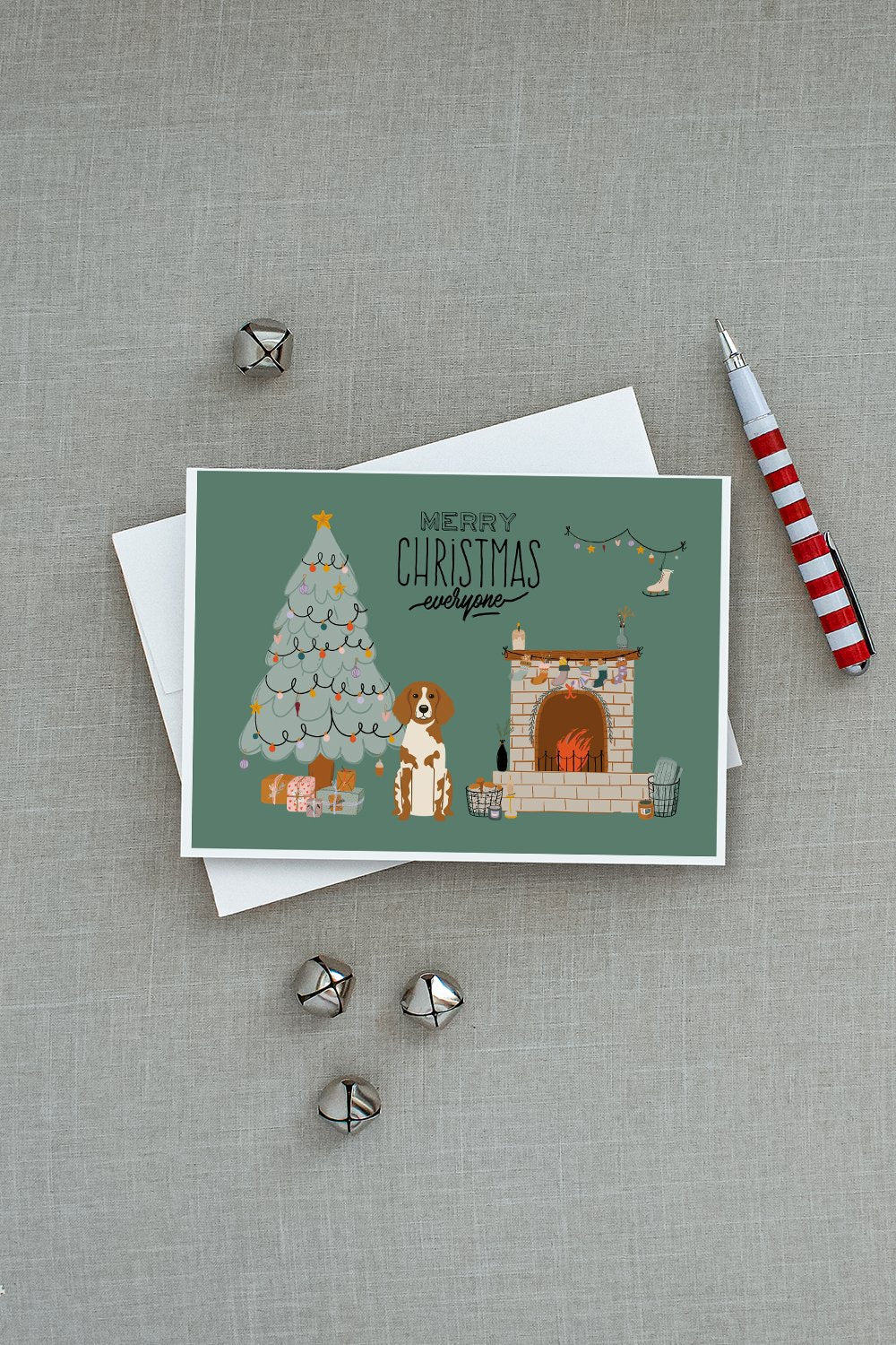 Brittany Spaniel Christmas Everyone Greeting Cards Pack of 8 Blank Cards with Envelopes Whimsical A7 Size 5x7