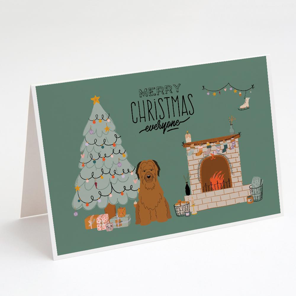 Brown Briard Christmas Everyone Greeting Cards Pack of 8 Blank Cards with Envelopes Whimsical A7 Size 5x7