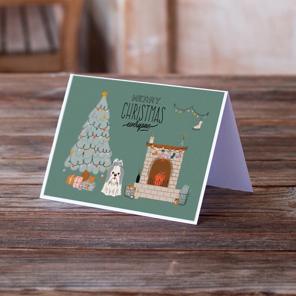 Silver White Shih Tzu Christmas Everyone Greeting Cards Pack of 8 Blank Cards with Envelopes Whimsical A7 Size 5x7