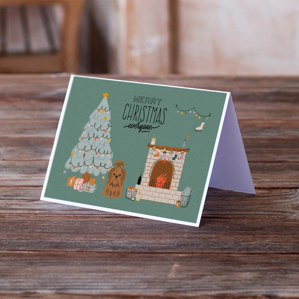Silver Chocolate Shih Tzu Christmas Everyone Greeting Cards Pack of 8 Blank Cards with Envelopes Whimsical A7 Size 5x7