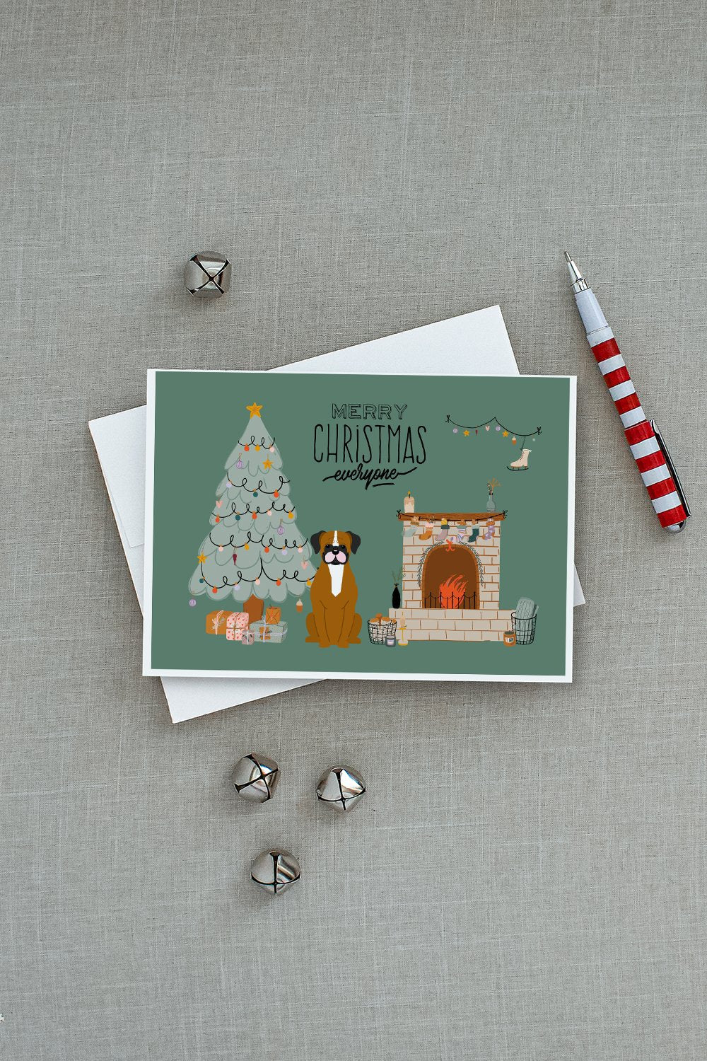 Flashy Fawn Boxer Christmas Everyone Greeting Cards Pack of 8 Blank Cards with Envelopes Whimsical A7 Size 5x7