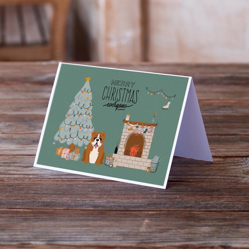 Red White English Bulldog Christmas Everyone Greeting Cards Pack of 8 Blank Cards with Envelopes Whimsical A7 Size 5x7