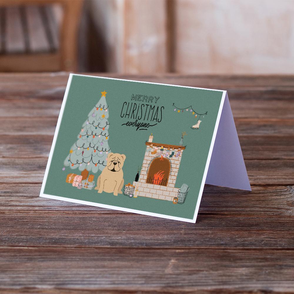 Fawn English Bulldog Christmas Everyone Greeting Cards Pack of 8 Blank Cards with Envelopes Whimsical A7 Size 5x7