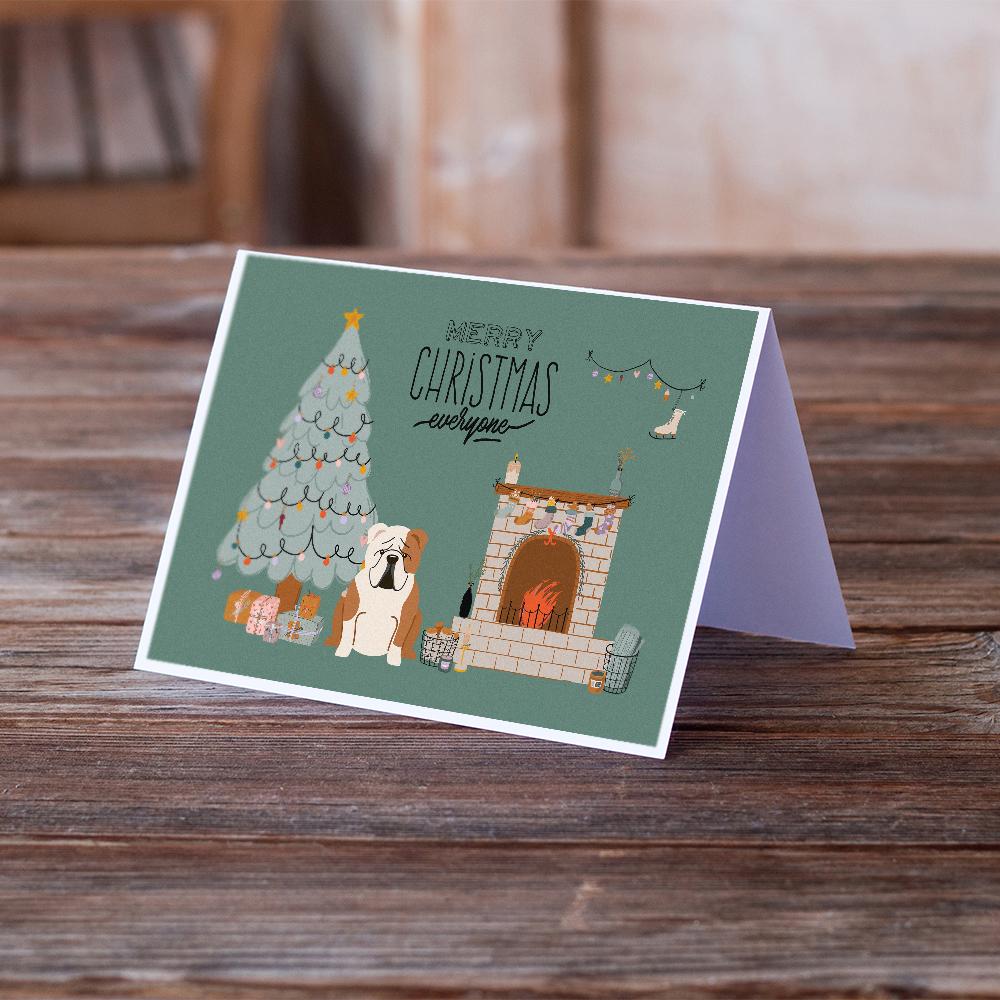 Fawn White English Bulldog Christmas Everyone Greeting Cards Pack of 8 Blank Cards with Envelopes Whimsical A7 Size 5x7