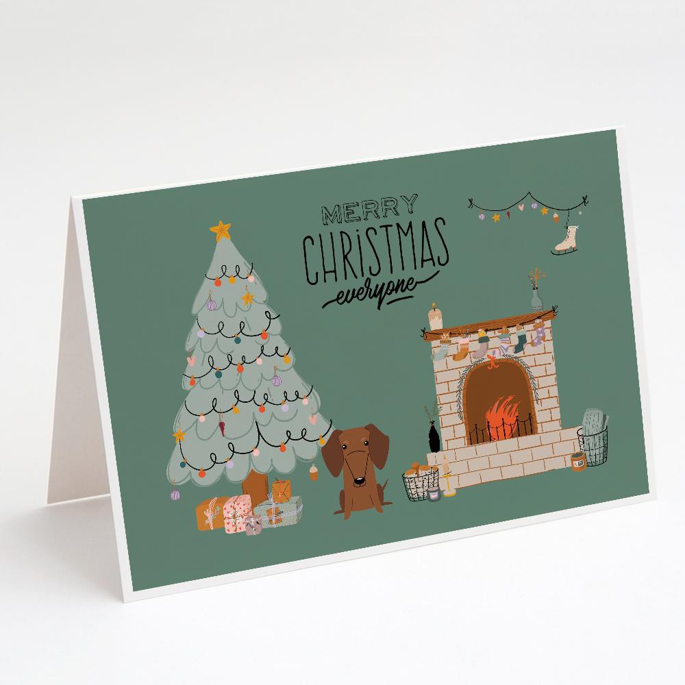 Red Brown Dachshund Christmas Everyone Greeting Cards Pack of 8 Blank Cards with Envelopes Whimsical A7 Size 5x7