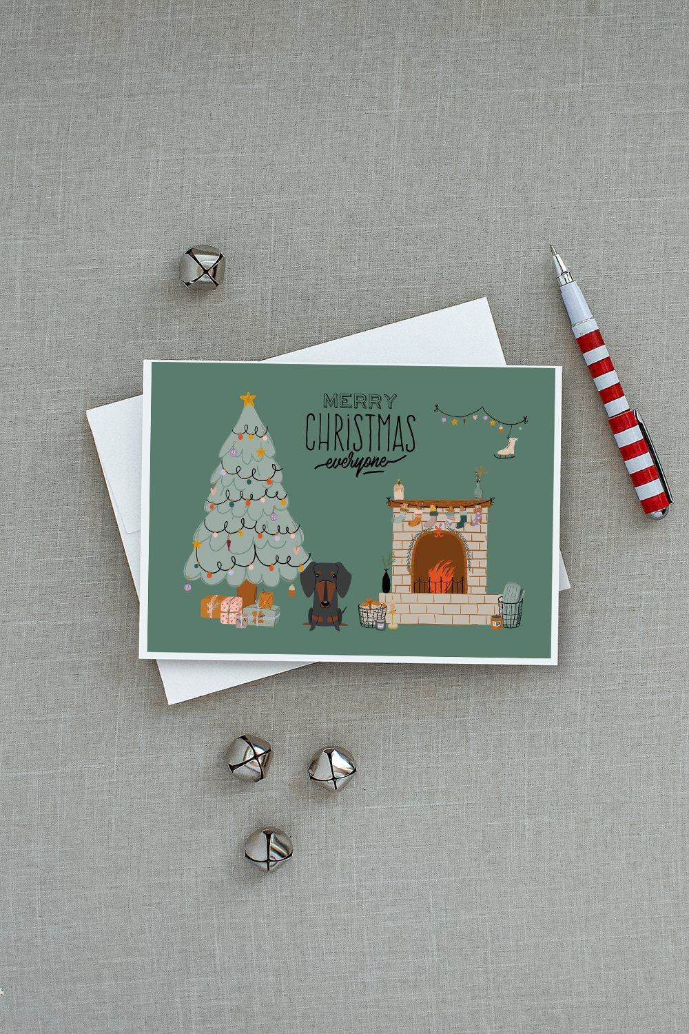 Black Tan Dachshund Christmas Everyone Greeting Cards Pack of 8 Blank Cards with Envelopes Whimsical A7 Size 5x7