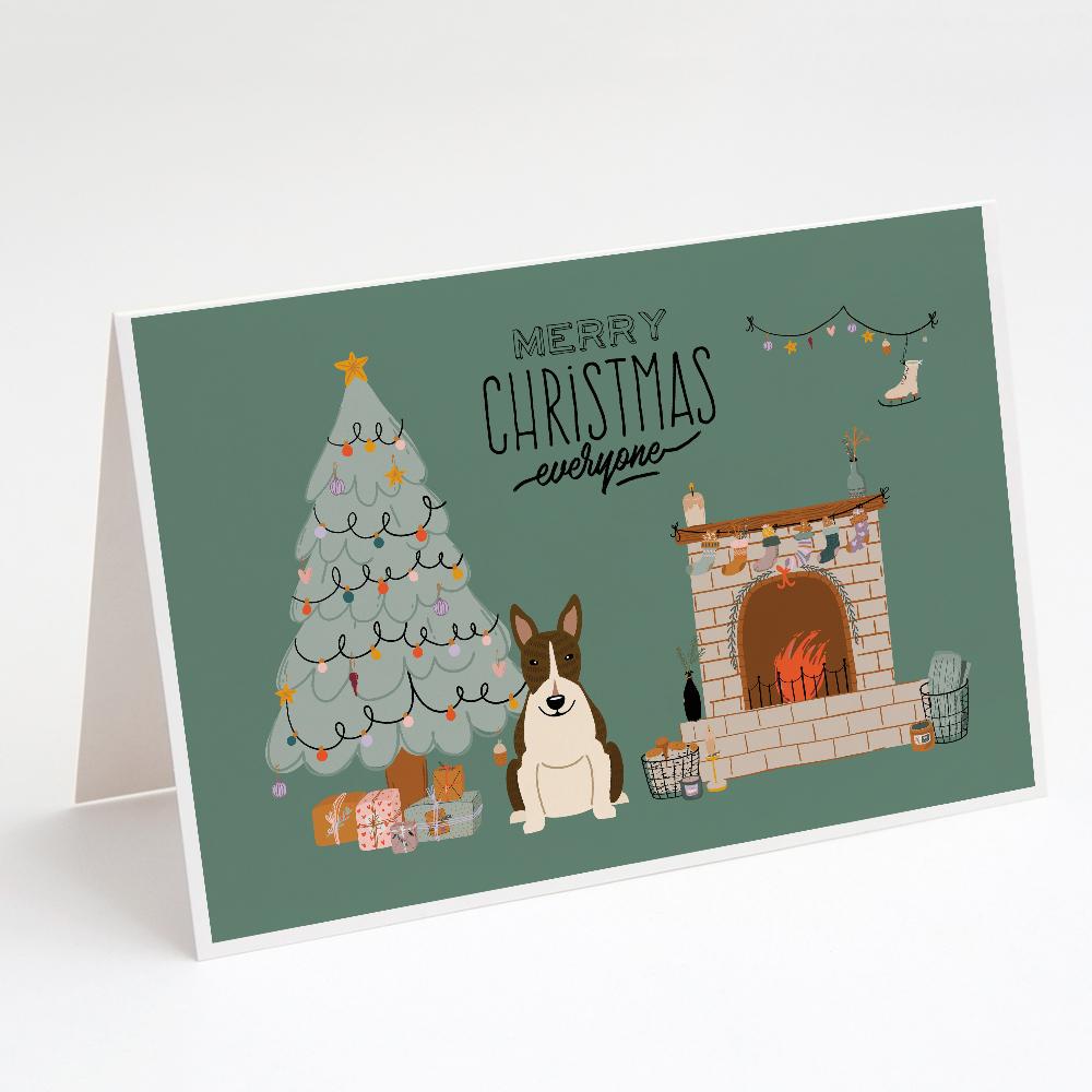 Dark Brindle Bull Terrier Christmas Everyone Greeting Cards Pack of 8 Blank Cards with Envelopes Whimsical A7 Size 5x7