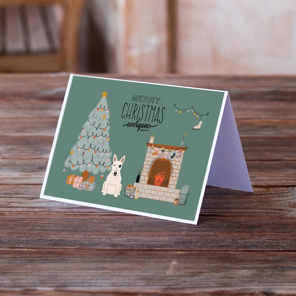 White Bull Terrier Christmas Everyone Greeting Cards Pack of 8 Blank Cards with Envelopes Whimsical A7 Size 5x7