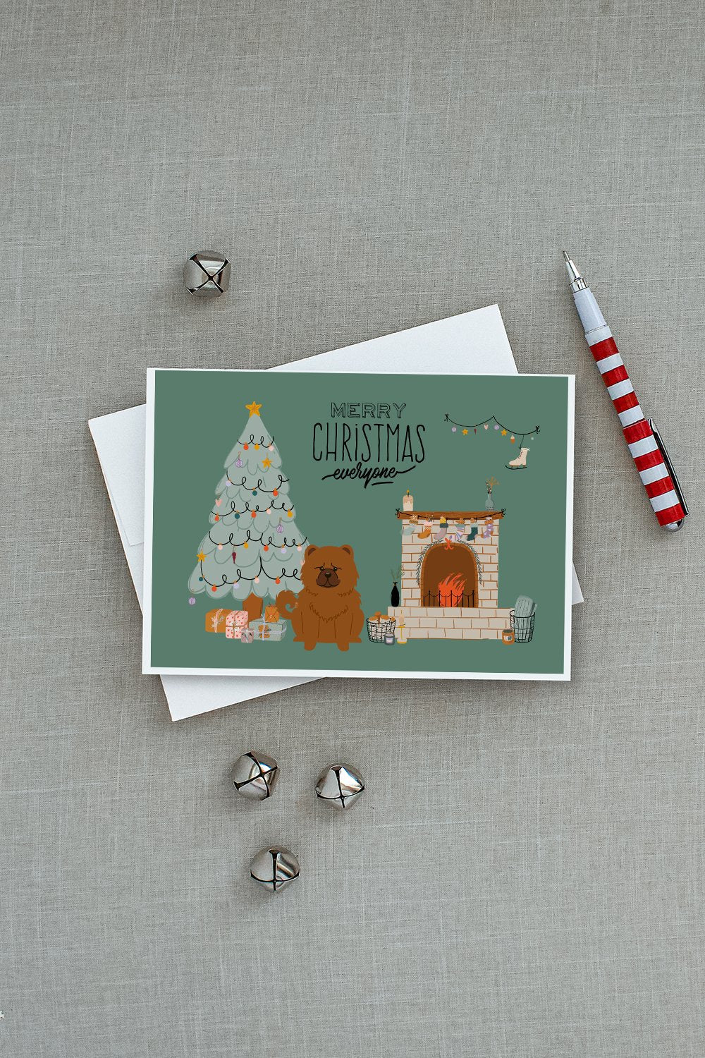 Red Chow Chow Christmas Everyone Greeting Cards Pack of 8 Blank Cards with Envelopes Whimsical A7 Size 5x7