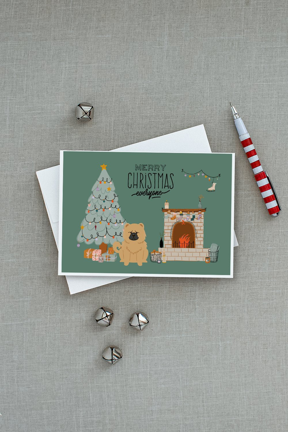 Cream Chow Chow Christmas Everyone Greeting Cards Pack of 8 Blank Cards with Envelopes Whimsical A7 Size 5x7