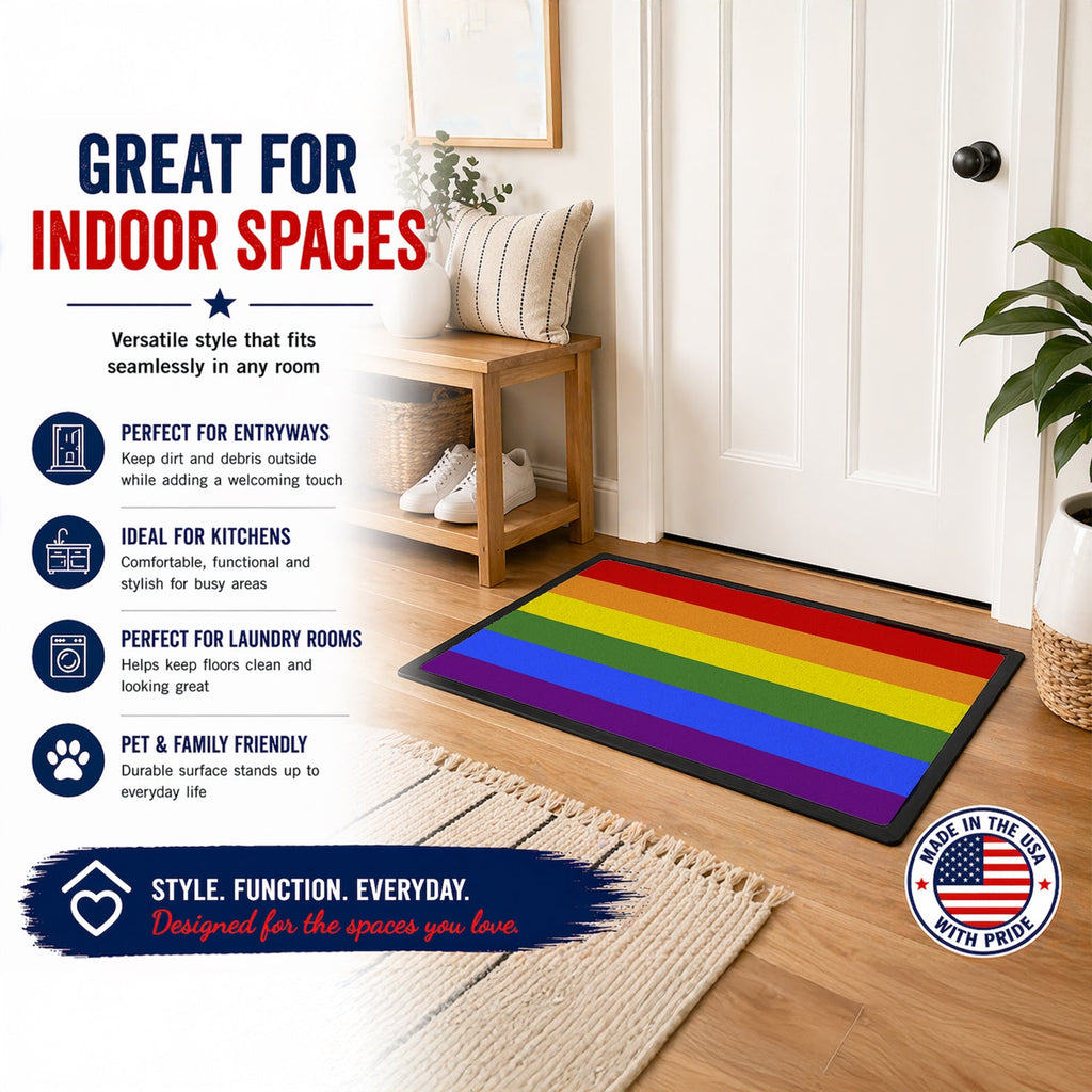 Gay Pride Doormat Indoor Outdoor 18H X 27W Front Door Mat Rugs for Entryway, Non Slip Washable