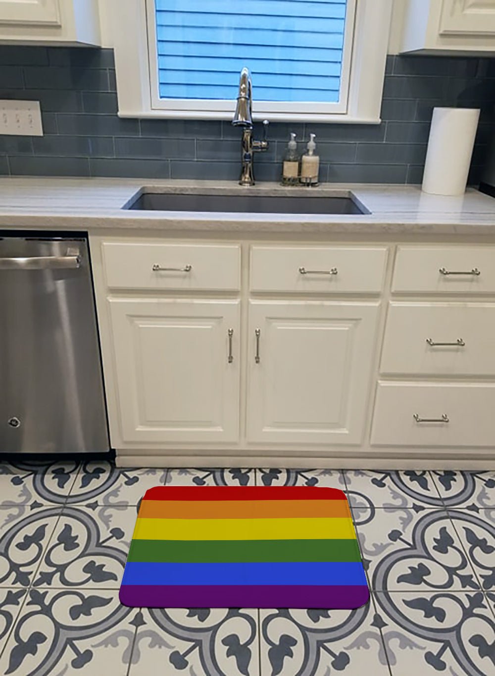 Gay Pride Memory Foam Kitchen Mat Machine Washable Anti-Fatigue Cushion Comfort Bath or Kitchen Rug