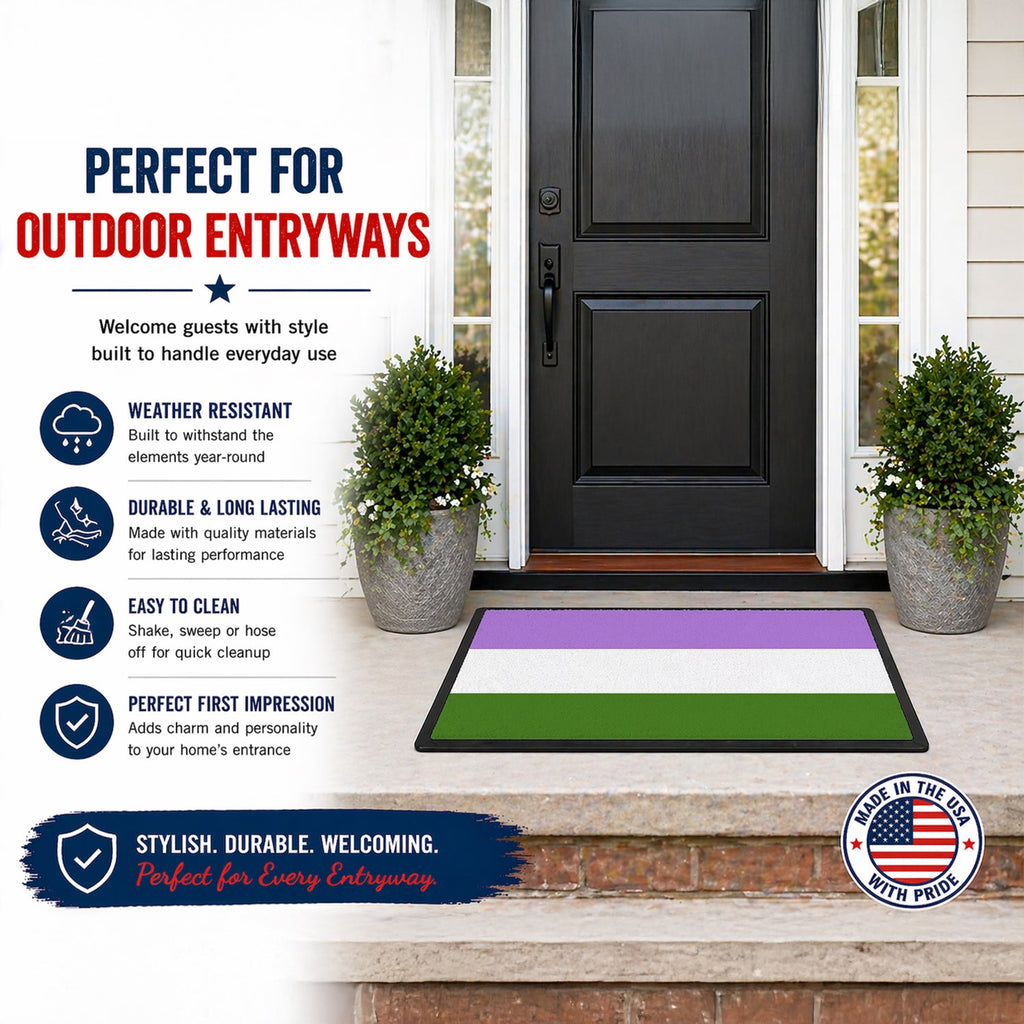 Genderqueer Pride Doormat Indoor Outdoor 24H X 36W Front Door Mat Rugs for Entryway, Non Slip Washable Low Pile,