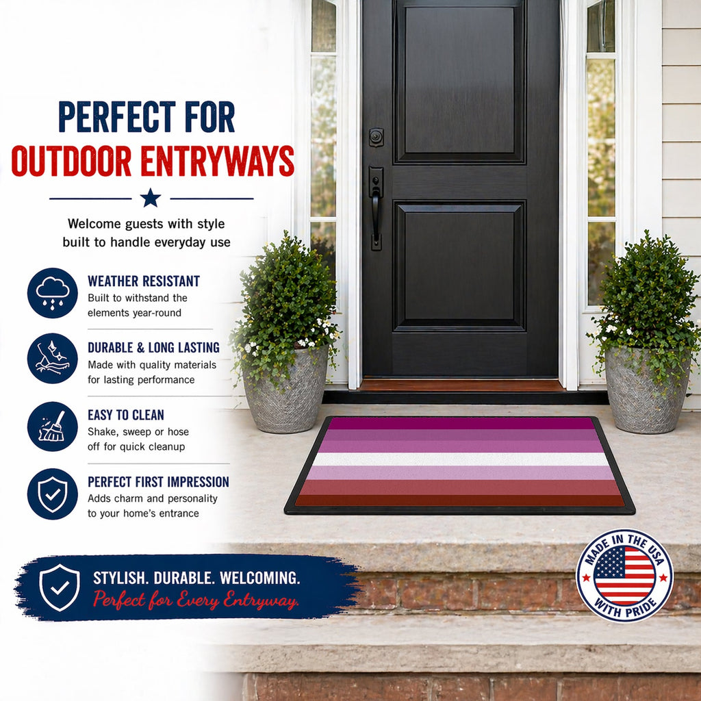 Lesbian Pride Doormat Indoor Outdoor 24H X 36W Front Door Mat Rugs for Entryway, Non Slip Washable Low Pile,
