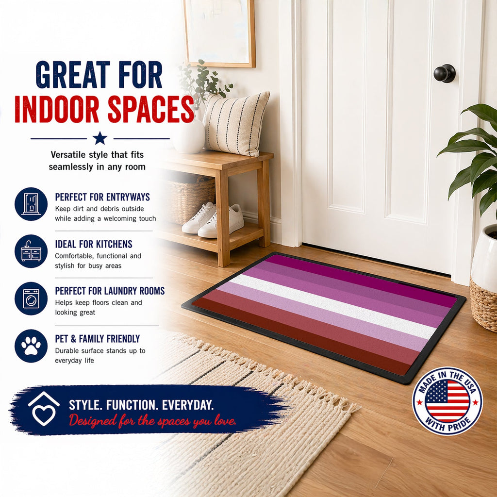 Lesbian Pride Doormat Indoor Outdoor 18H X 27W Front Door Mat Rugs for Entryway, Non Slip Washable