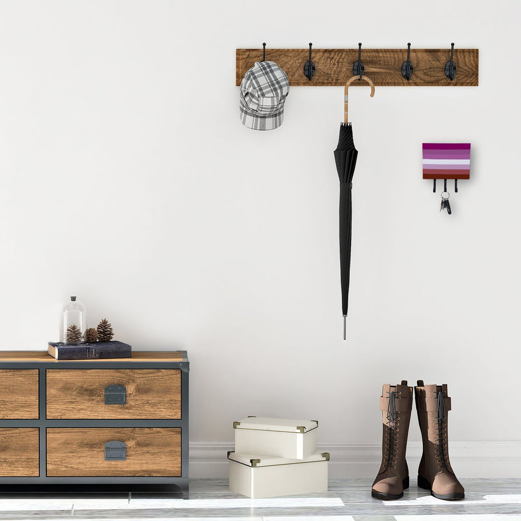 Lesbian Pride Leash or Key Holder Wall Hooks, Coat Rack Wall Mount, for Hanging Keys, Towels, Aprons, Leashes