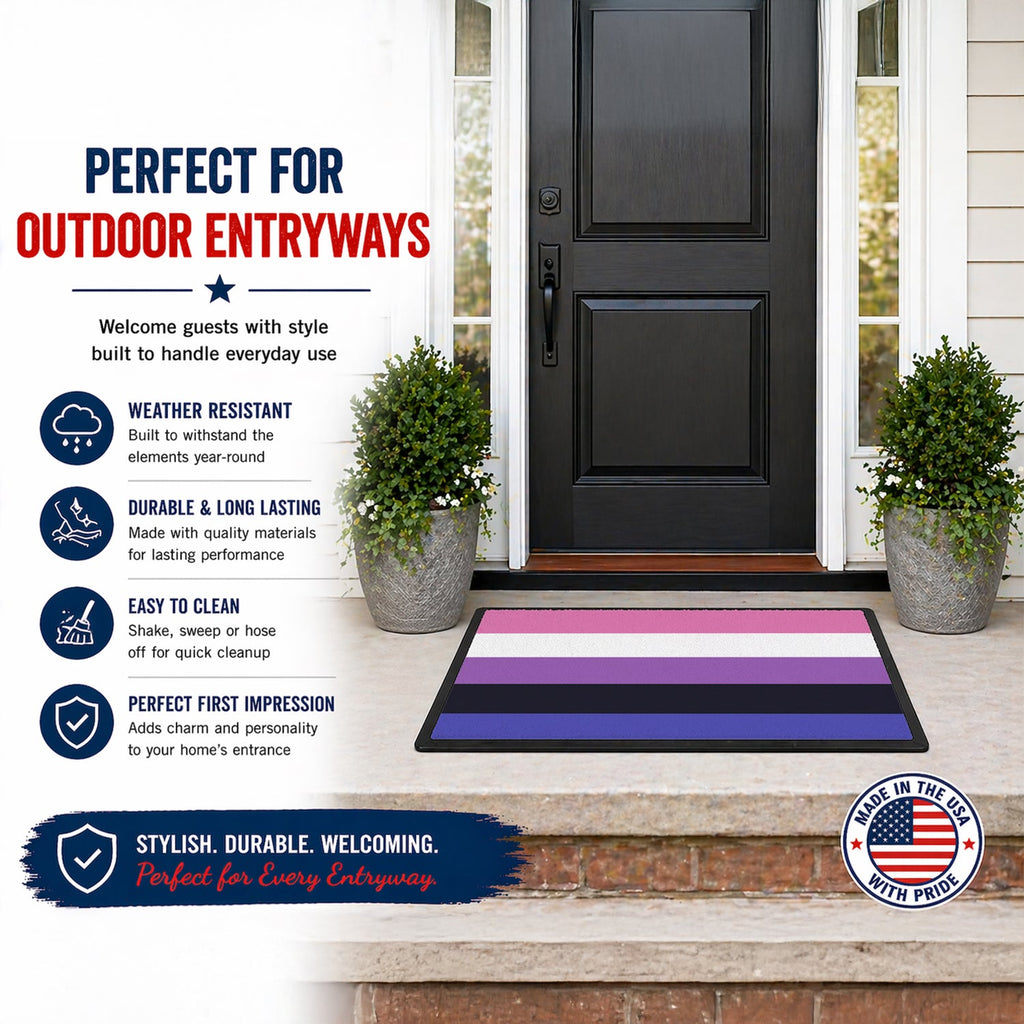Genderfluid Pride Doormat Indoor Outdoor 24H X 36W Front Door Mat Rugs for Entryway, Non Slip Washable Low Pile,