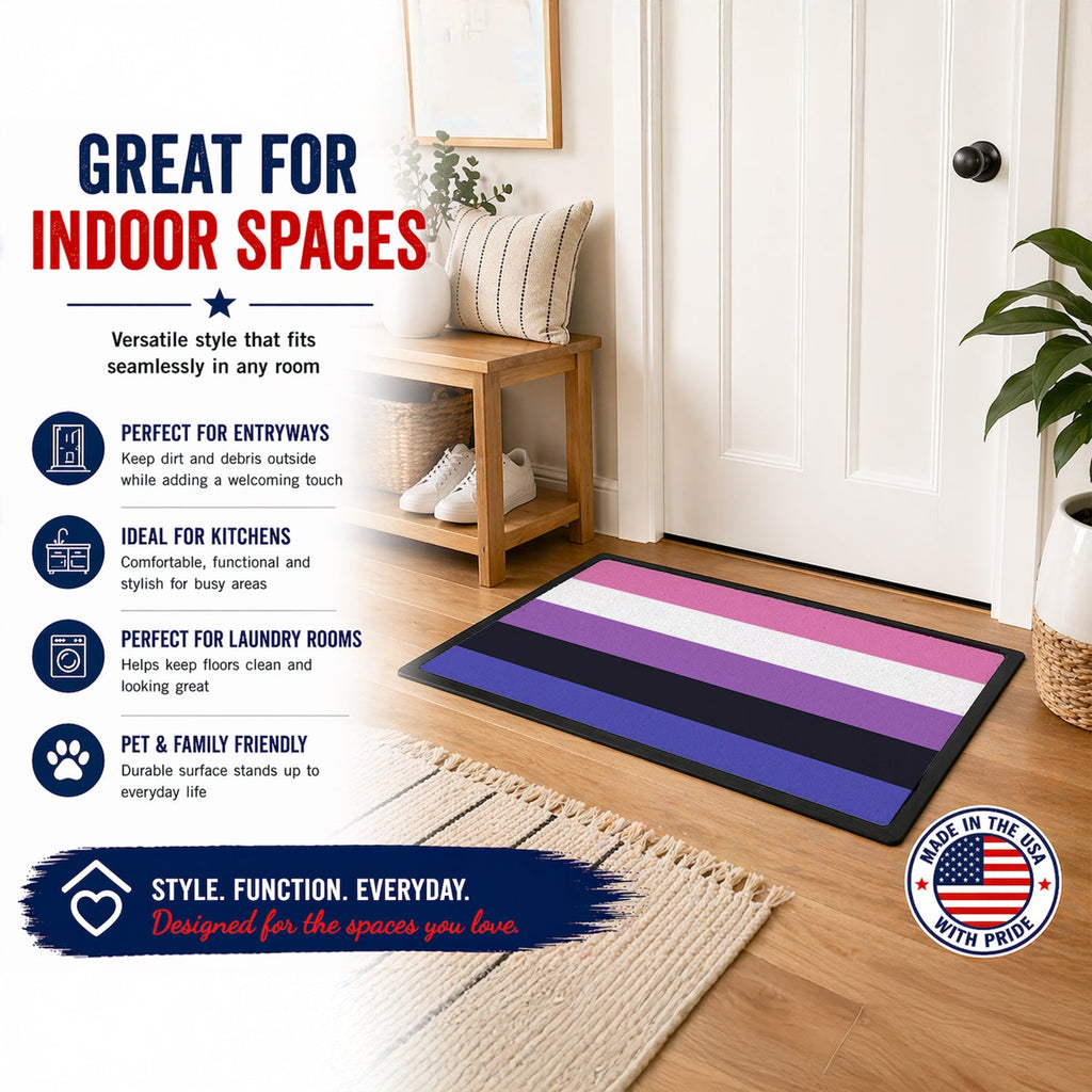 Genderfluid Pride Doormat Indoor Outdoor 24H X 36W Front Door Mat Rugs for Entryway, Non Slip Washable Low Pile,