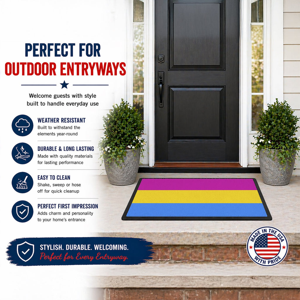 Pansexual Pride Doormat Indoor Outdoor 24H X 36W Front Door Mat Rugs for Entryway, Non Slip Washable Low Pile,