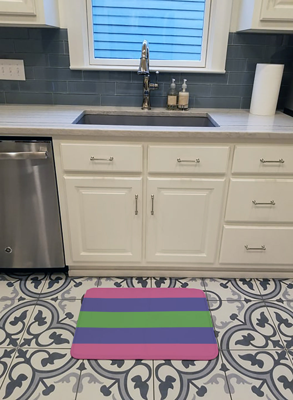 Trigender Pride Memory Foam Kitchen Mat Machine Washable Anti-Fatigue Cushion Comfort Bath or Kitchen Rug