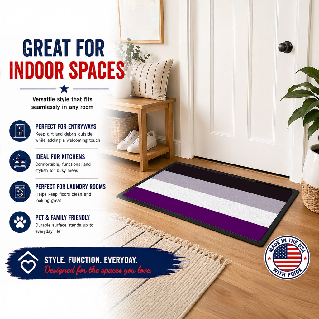 Asexual Pride Doormat Indoor Outdoor 24H X 36W Front Door Mat Rugs for Entryway, Non Slip Washable Low Pile,