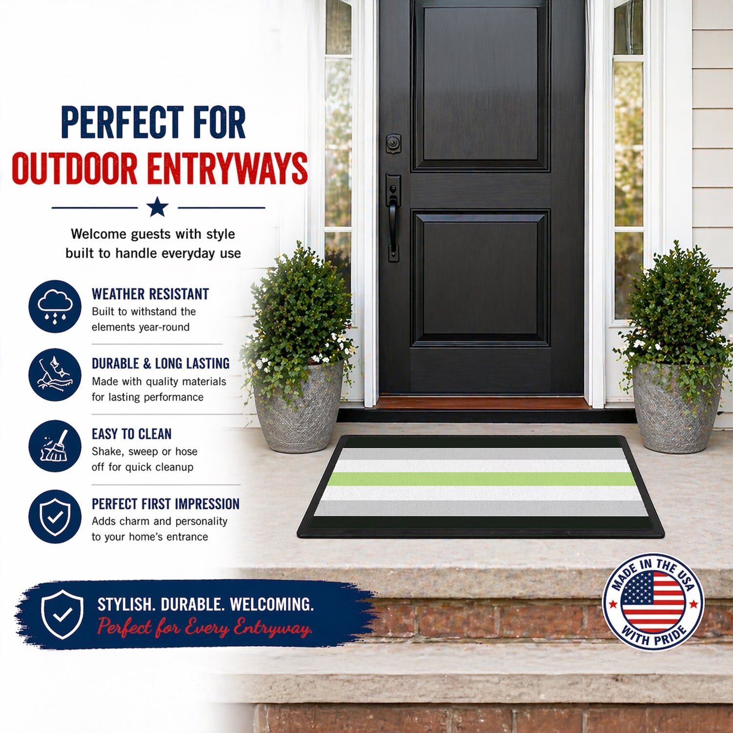 Agender Pride Doormat Indoor Outdoor 18H X 27W Front Door Mat Rugs for Entryway, Non Slip Washable