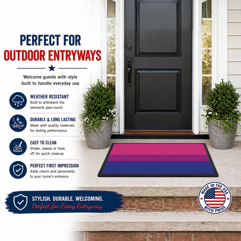 Bisexual Pride Doormat Indoor Outdoor 18H X 27W Front Door Mat Rugs for Entryway, Non Slip Washable