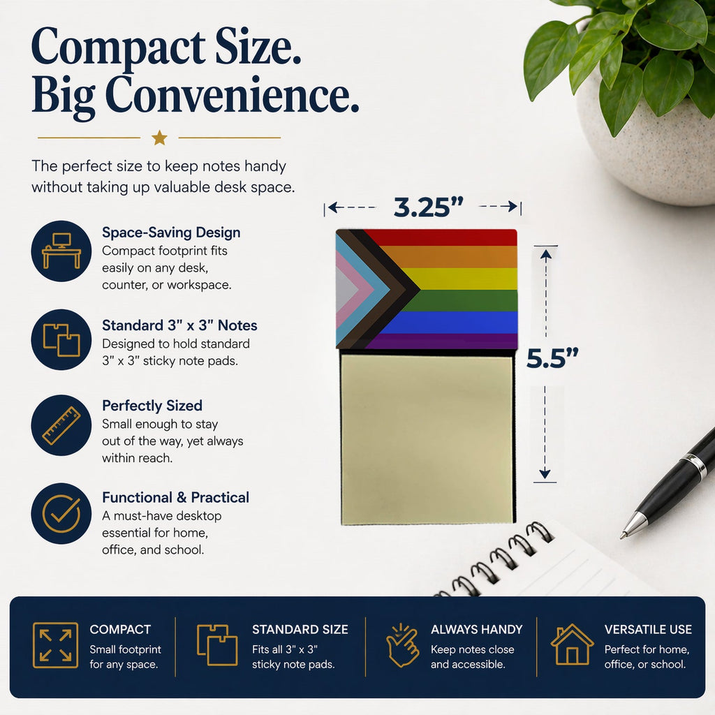 Gay Pride Progress Pride Watercolor Sticky Note Holder Refillable Dispenser Desk Accessory 3x3 Pad Gift