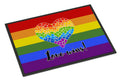 Gay Pride Love Wins Mosaic Heart Doormat Indoor Outdoor 24H X 36W Front Door Mat Rugs for Entryway, Non Slip Washable Low Pile,