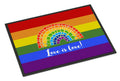 Gay Pride Love is Love Mosaic Rainbow Doormat Indoor Outdoor 18H X 27W Front Door Mat Rugs for Entryway, Non Slip Washable