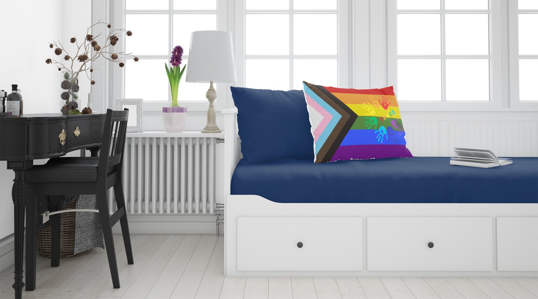 Gay Pride Peace Hands Progress Pride Standard Pillowcase Lightweight Super Soft Easy Care Decorative Artwork Pillowcase, Standard