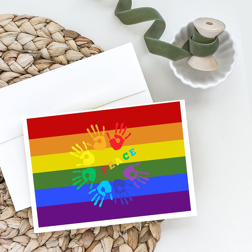 Gay Pride Peace Hands Greeting Cards Pack of 8 Blank Cards with Envelopes Whimsical A7 Size 5x7