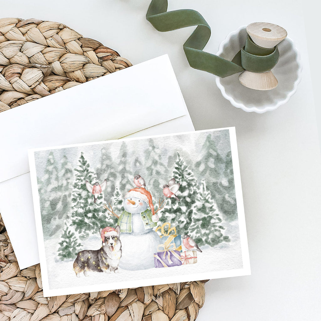 Corgi Black and Tan Points Christmas Greeting Cards Pack of 8 Blank Cards with Envelopes Whimsical A7 Size 5x7