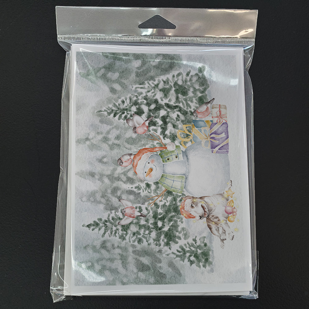 Bull Terrier Brindle and White Christmas Greeting Cards Pack of 8 Blank Cards with Envelopes Whimsical A7 Size 5x7