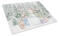 Bulldog Fawn and White Christmas Cutting Board Tempered Glass Kitchen Cutting Surface, Heat Resistant Chopping, Non-Slip Feet, Food Prep & Serving