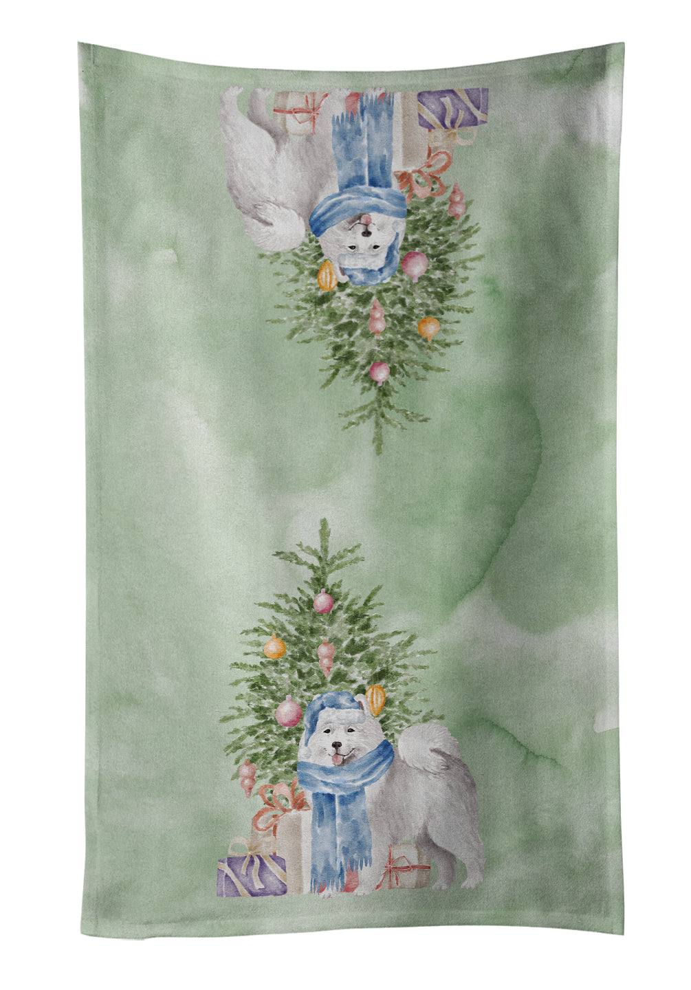 Samoyed #2 Christmas Presents and Tree Kitchen Towel Velour Plush Front and Cotton Loop Back Machine Washable