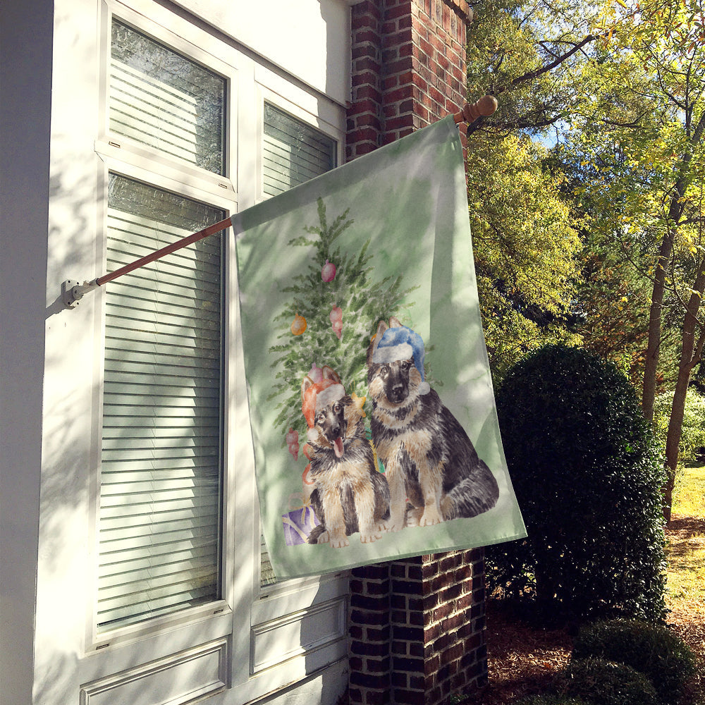 German Shepherd Momma Baby Christmas Presents and Tree House Flag 28x40 Porch Sleeve Pole Decorative Outside Yard Banner Artwork Wall Hanging, Polyester