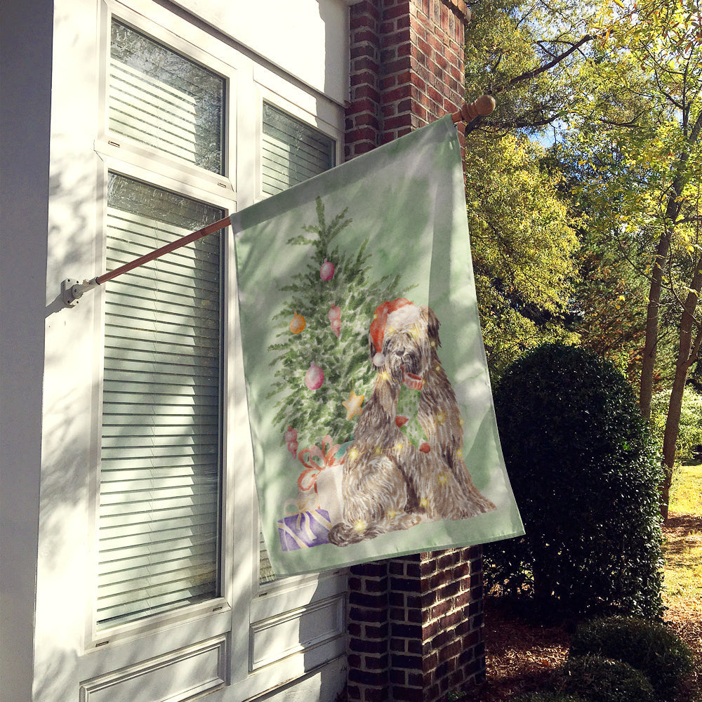 Briard Christmas Presents and Tree House Flag 28x40 Porch Sleeve Pole Decorative Outside Yard Banner Artwork Wall Hanging, Polyester