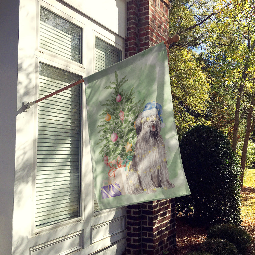Briard #2 Christmas Presents and Tree House Flag 28x40 Porch Sleeve Pole Decorative Outside Yard Banner Artwork Wall Hanging, Polyester