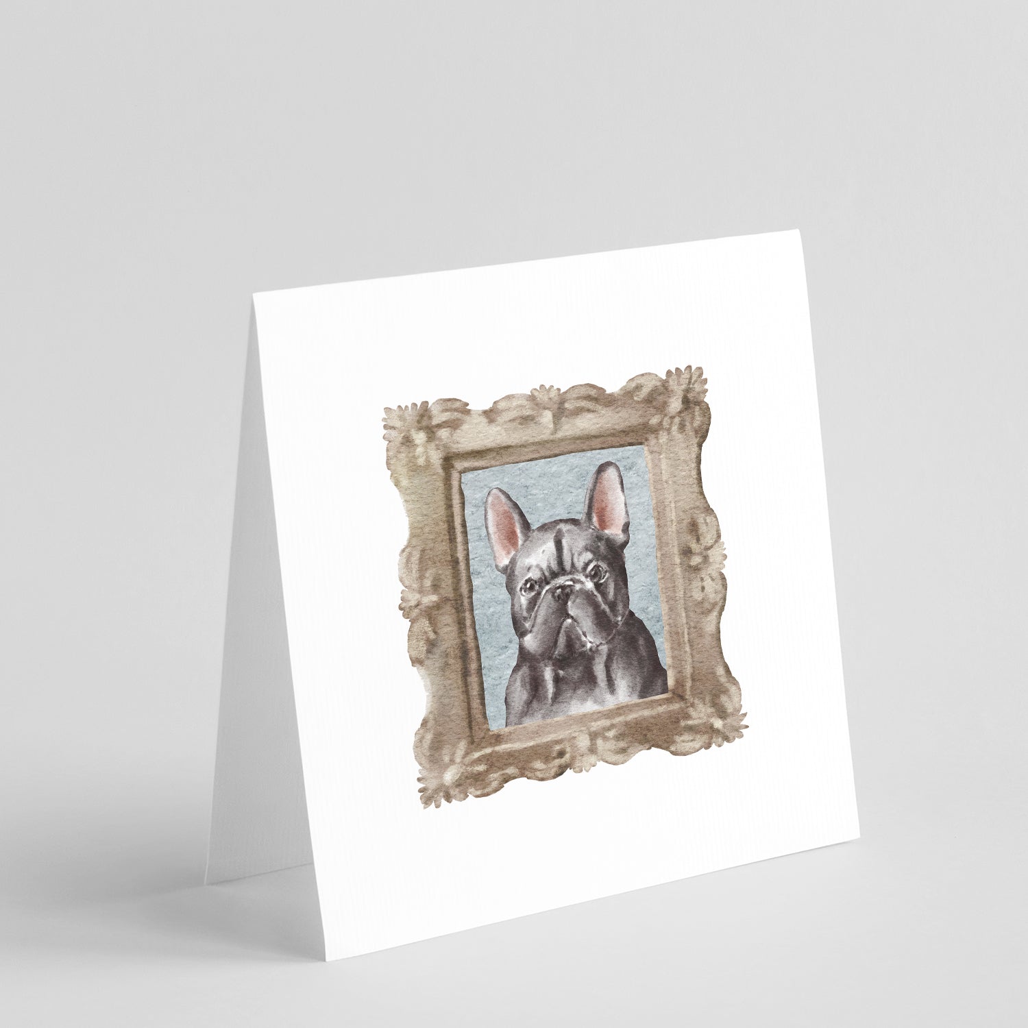 French Bulldog Black Front View Pretty as a Picture Square Greeting Cards and Envelopes Pack of 8 Blank Cards with Envelopes Blank Thank You Note Greeting Cards Stationery