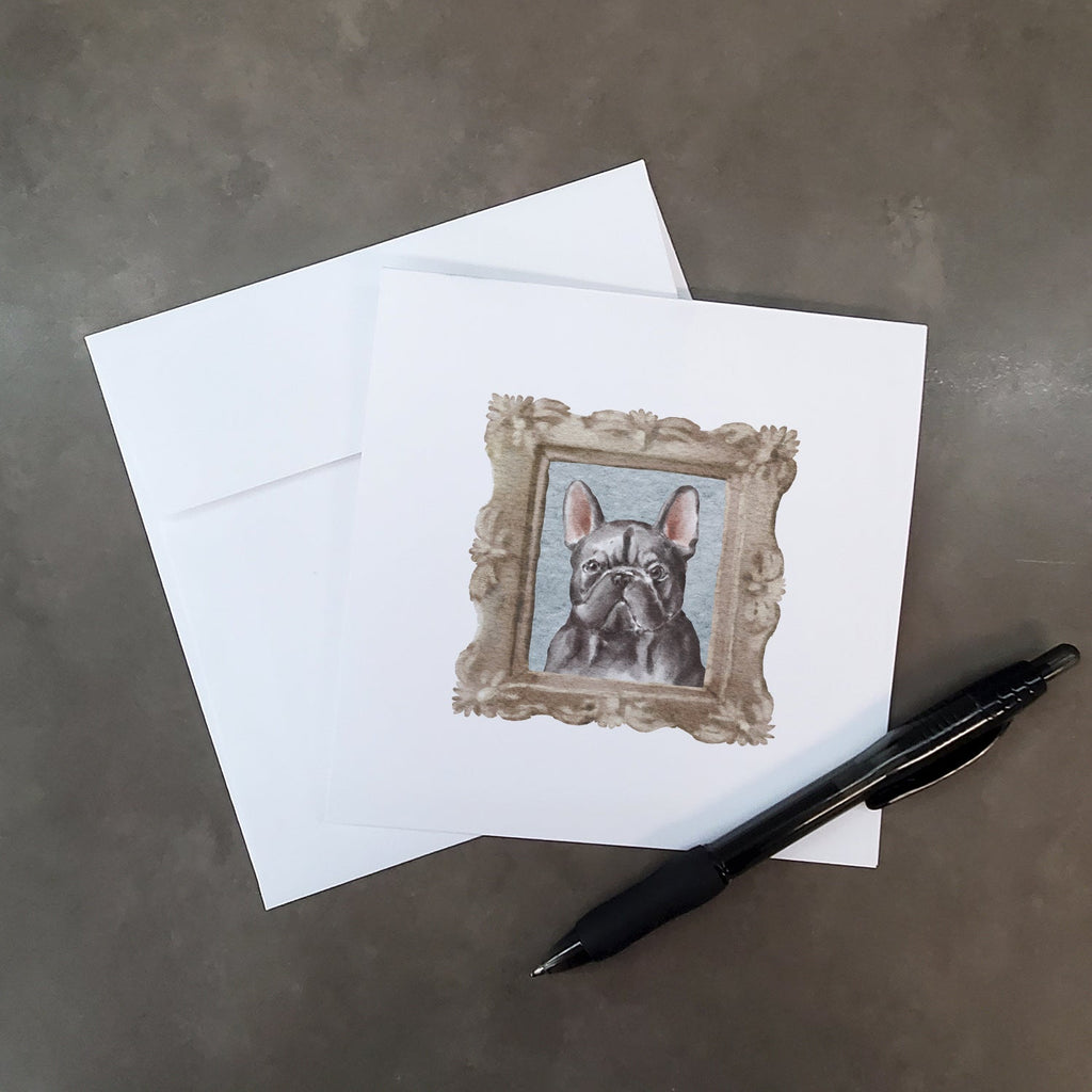 French Bulldog Black Front View Pretty as a Picture Square Greeting Cards and Envelopes Pack of 8 Blank Cards with Envelopes Blank Thank You Note Greeting Cards Stationery