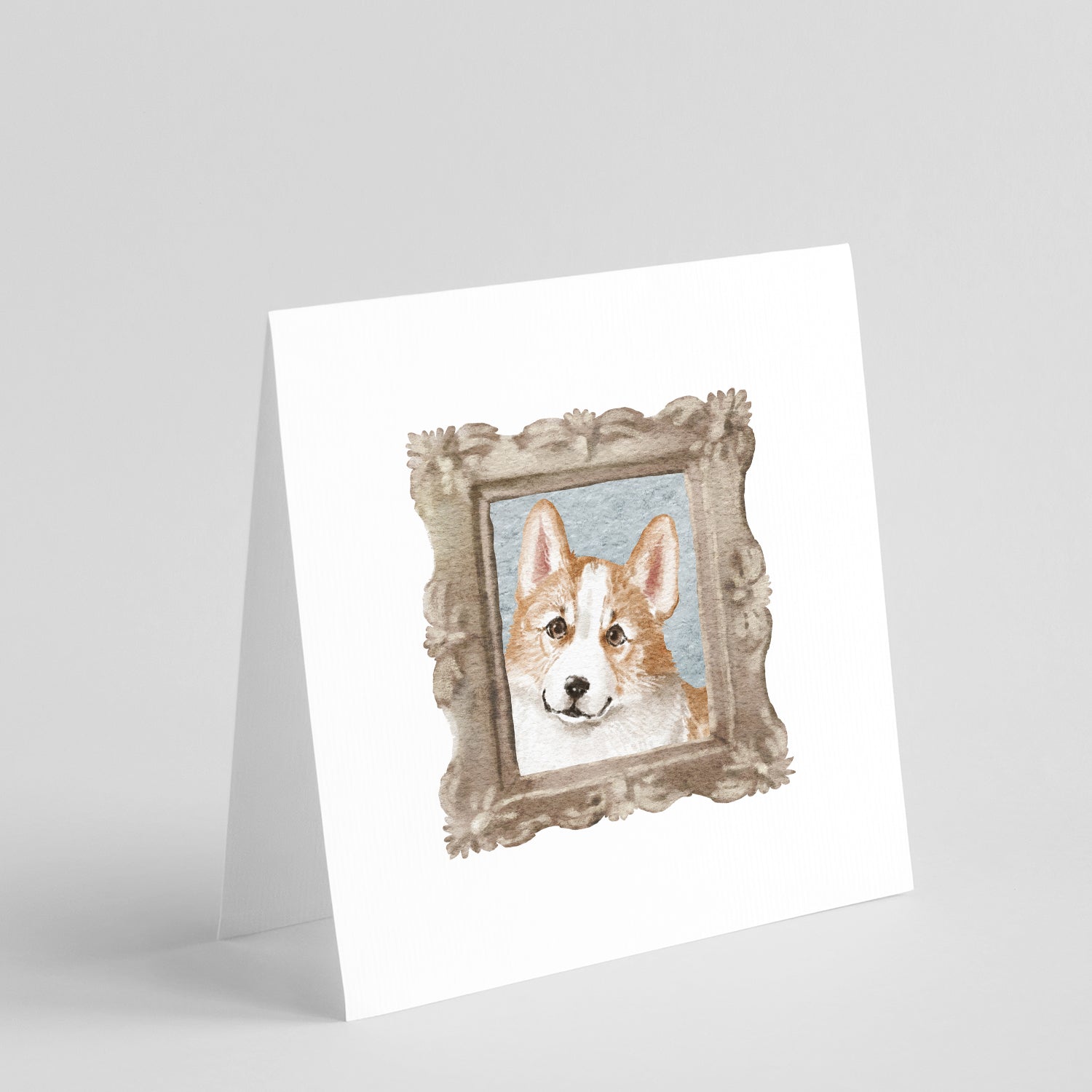 Corgi Red White Side View Pretty as a Picture Square Greeting Cards and Envelopes Pack of 8 Blank Cards with Envelopes Blank Thank You Note Greeting Cards Stationery